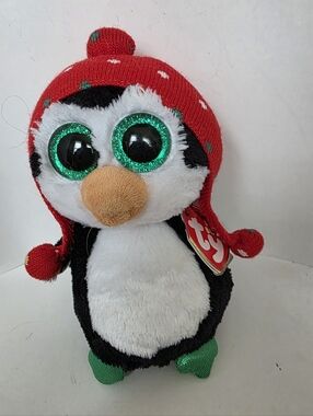 Ty Beanie Boos Freeze the Penguin, Glitter Eyes Stuffed Animal Toy NWT